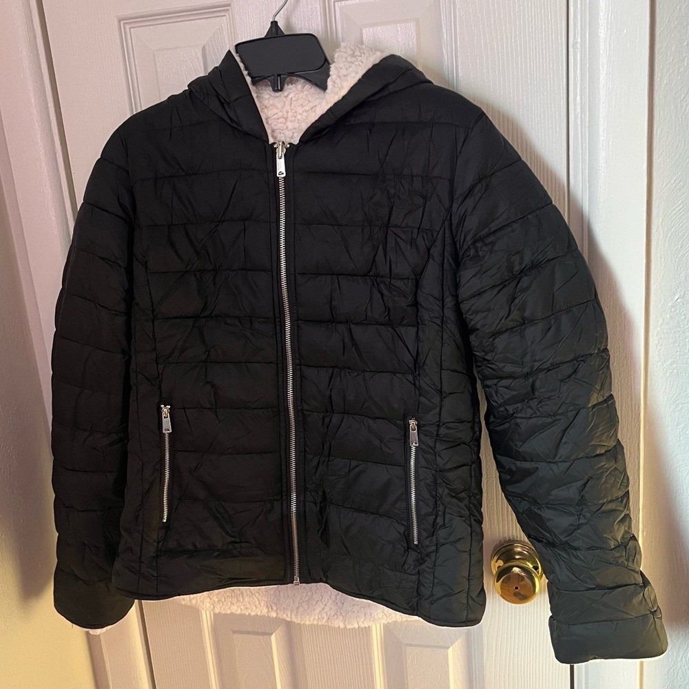 Sherpa Lined Black Puffer Jacket